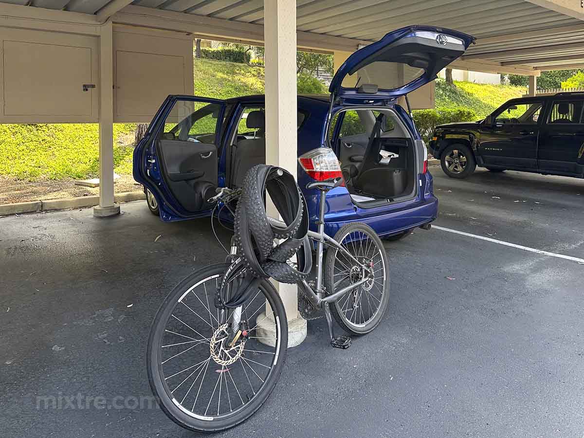 Loading my bike up into the car and taking it to Goodwill