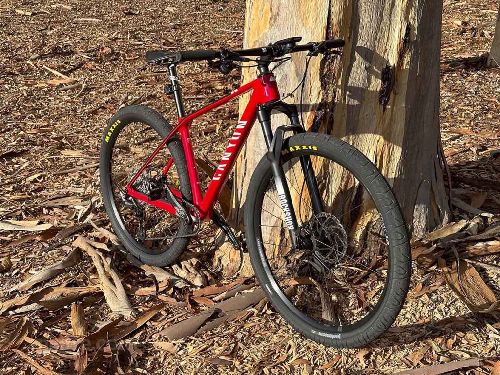 Red 2023 canyon Exceed CF 5 small frame and street tires