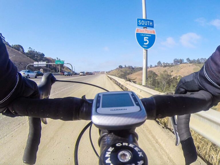 Cycling on the I-5 freeway San Diego